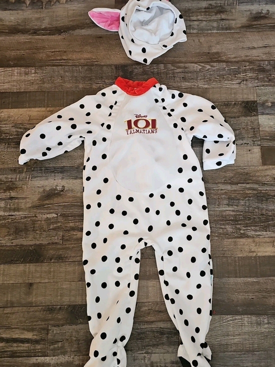 Disney Other - Disney Dalmatian Polka Dot One-Piece in White, Black & Red Trim